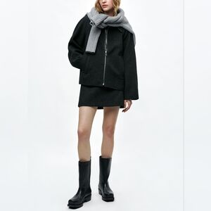 ZARA ZW COLLECTION WOOL BLEND JACKET WITH ZIP